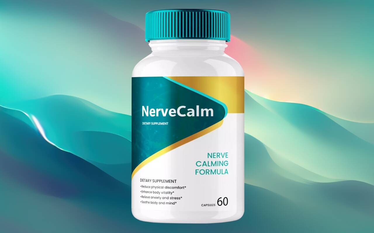 NerveCalm supplement bottle, 60 capsules, nerve calming formula